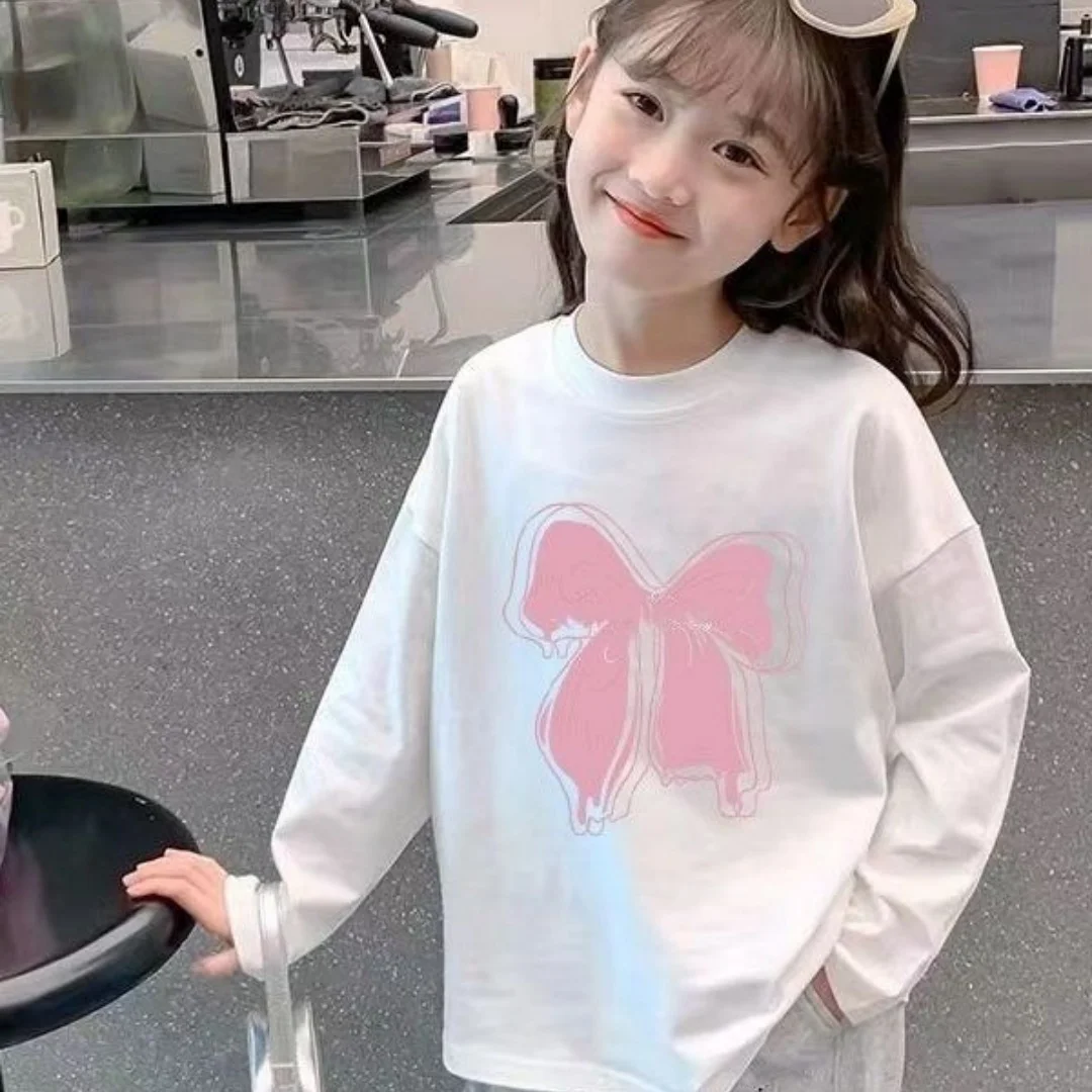 Langarm-T-Shirt für Mädchen, Neuankömmling, modisches, vielseitiges Herbstoberteil für Kinder