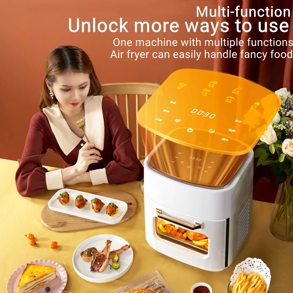 Air Fryer Household Large Capacity 15L Visual Oil-free Smart Oven French Fries Machine 220V 110V US EU 1500W Chicken Frying