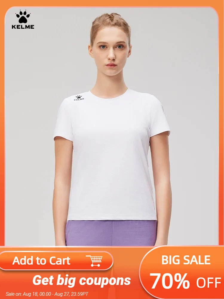 Kelme Women's Yoga Wear Quick-drying Sports Tops Breathable Fitness Training Wear Outdoor Running Short-sleeved T-shirt