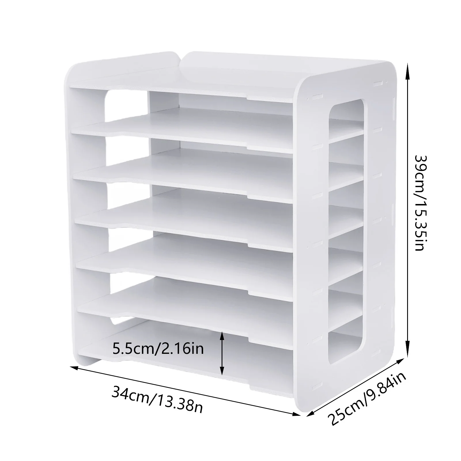 LOYALHEARTDY 7 Tier Letter Tray Paper Sorter Holder File Document Rack Shelf Desk Organizer for Home Office Classroom White