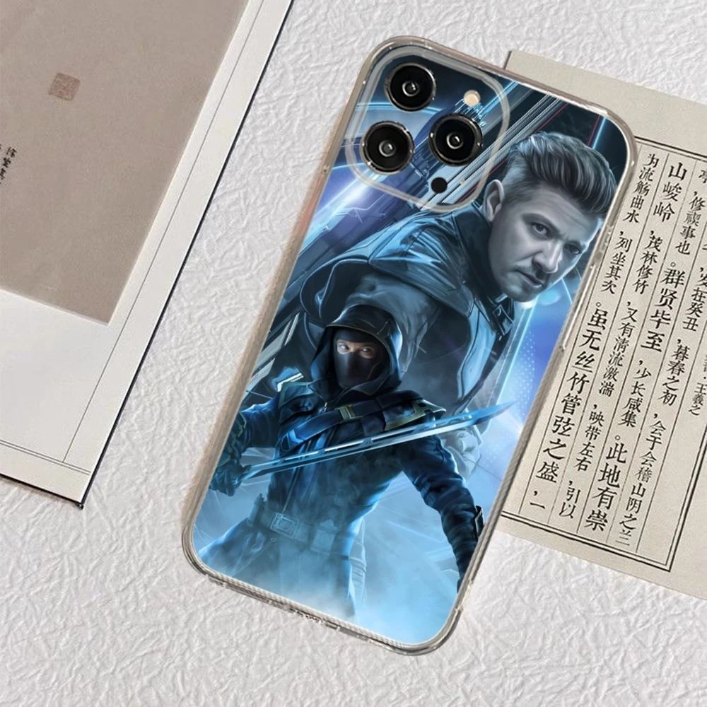 H-Hawkeye Phone Case for iphone 15 14 13 12 Pro Mini 11 Max Xr X Xs 8 Plus 7 Transparent silicone