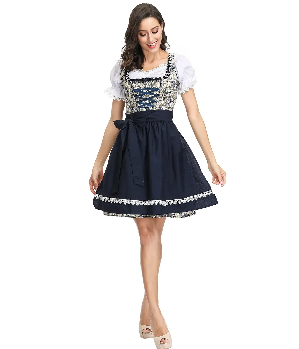 Feminino tradicional bávaro alemão dirndl oktoberfest vestidos cerveja moça conjunto vestido de halloween com blusa avental vestido de festa