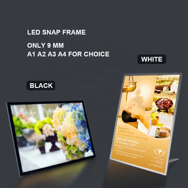 A1 A2 A3 A4 Customized Film LED Light Advertising Box Super Bright Slim Clip Poster Frame For Shops Menus Wall Mounted Billboard