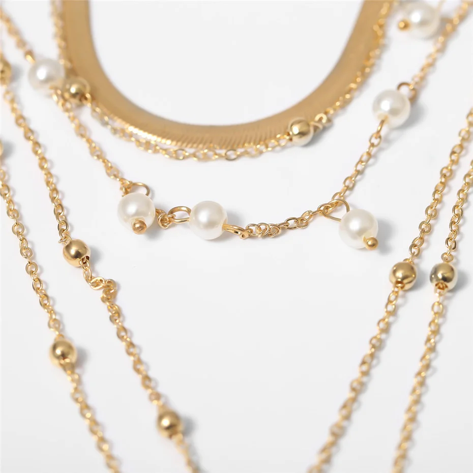 IngeSight.Z Bohemian Multi Schicht Nachahmung Perle Quaste Choker Halskette Kragen Erklärung Anhänger Halskette für Frauen Schmuck – Detail 25