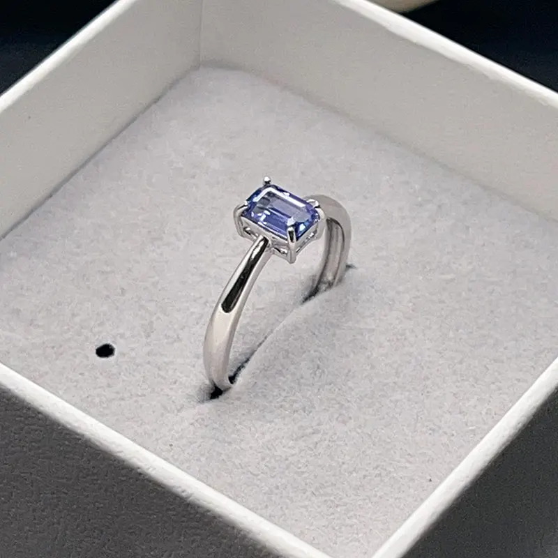 

Ювелирные изделия из серебра 925 пробы с танзанитом, кольцо с натуральным танзанитом 4х6 мм с сертификатом, с толстым золотым покрытием, подарок на день рождения для женщин