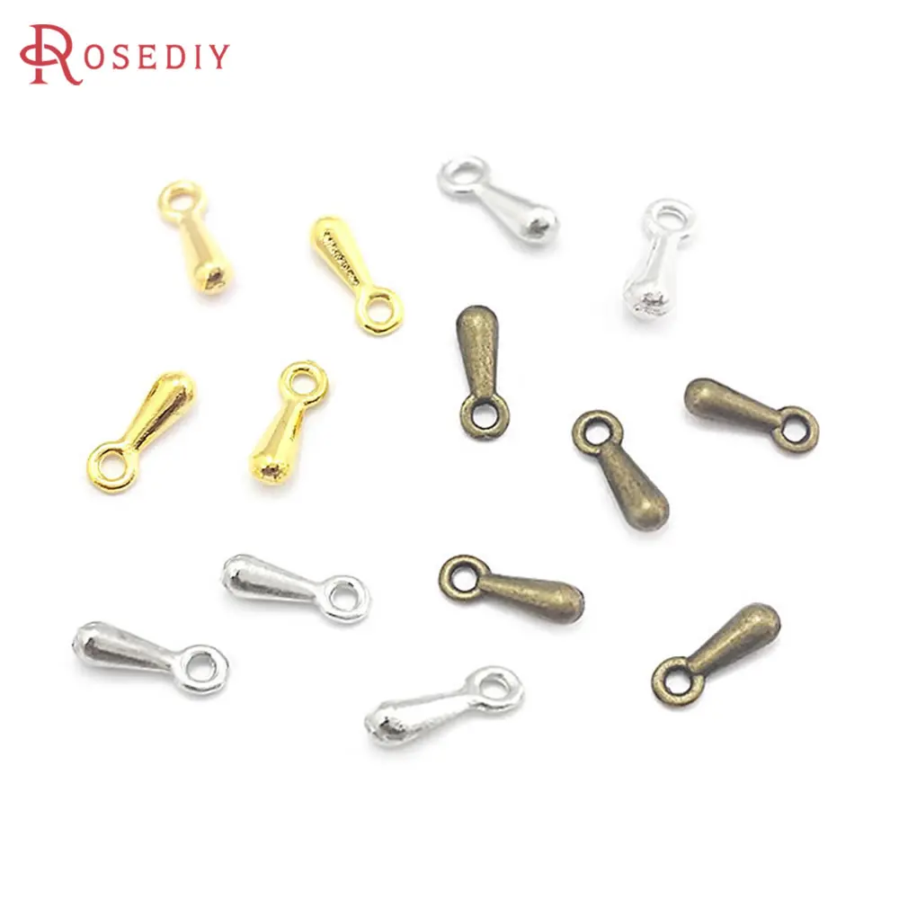 

200PCS Imitation Rhodium Zinc Alloy Small Drops End Beads End Charms Diy Necklace Earrings Charms Jewelry Making Accessories