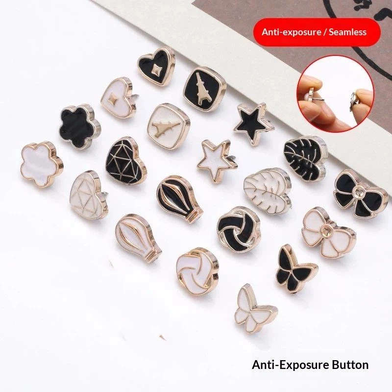 10Pcs Brooch Buttons Instant Removable Cover Rhinestone Pin Safety Button