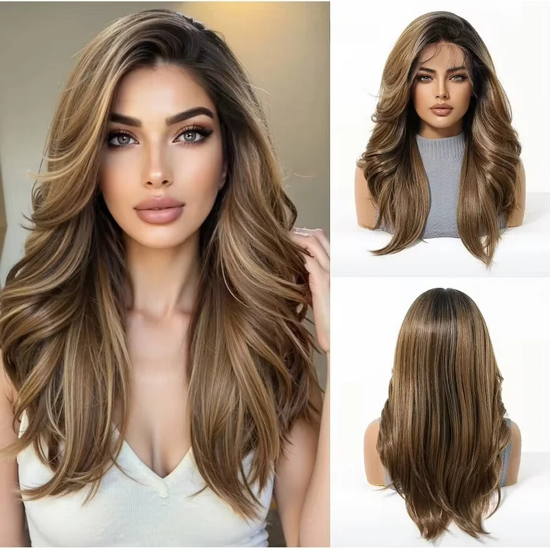 

Copper Synthetic Lace Front Medium Length Layered Hair Ginger Women Wig