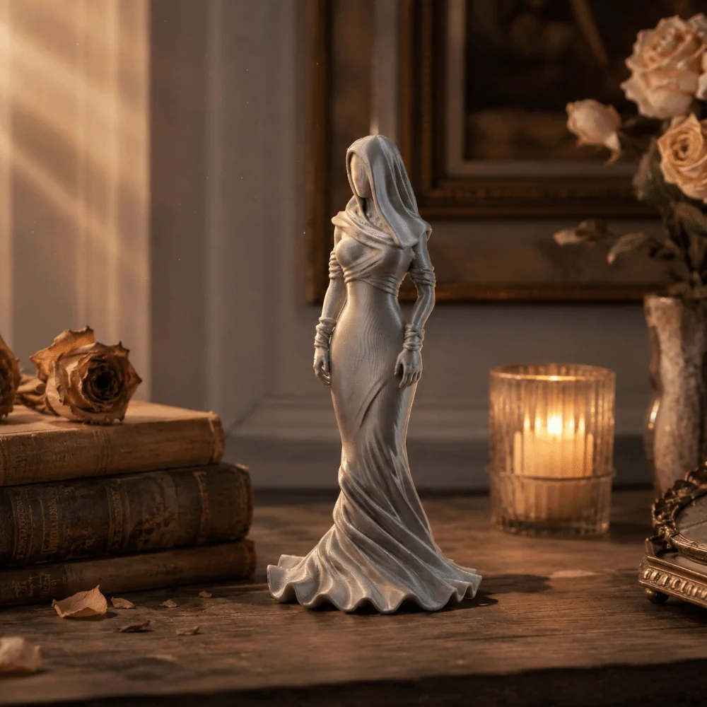 Simple 3D Printed Dancing Lady Statue Home Decor Flowing Skirt Girl Sculpture Elegant Desktop Ornaments Table