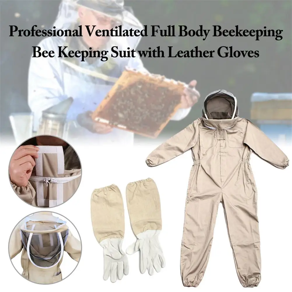 

Full-body One-piece Beekeeping Thickened Apricot Space Sheepskin Detachable Design Suit Anti-bite Elastic Gloves Band With D3X0