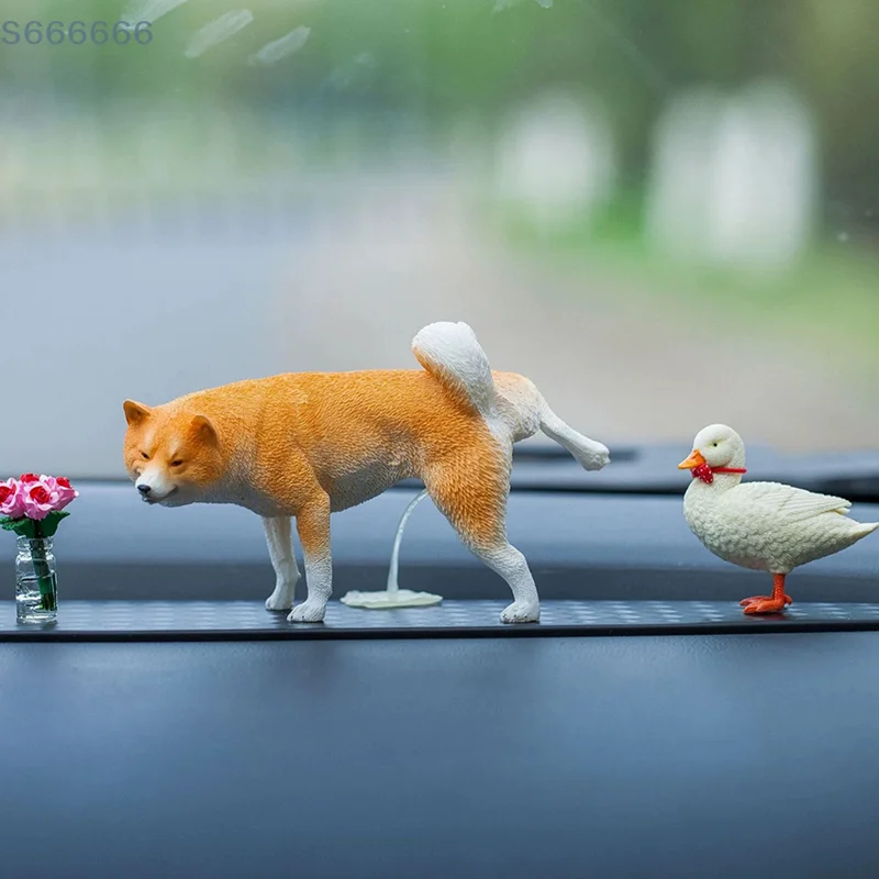 

Funny Shiba Inu Model Ornament Creative Animals Garage Kit Dog Pee Funny Modelling Car Decoration Ornaments