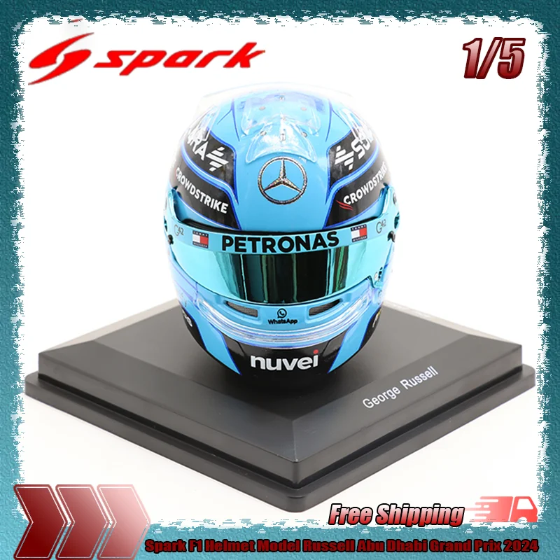 

New Spark F1 Helmet Model 1:5 Russell Abu Dhabi Grand Prix 2024 Simulation Miniature Resin Model Custom Collectible Toy Ornament