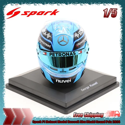 Nuevo casco Spark F1 modelo 1:5 Russell Abu Dhabi Grand Prix 2024 simulación miniatura resina modelo personalizado juguete coleccionable ornamento