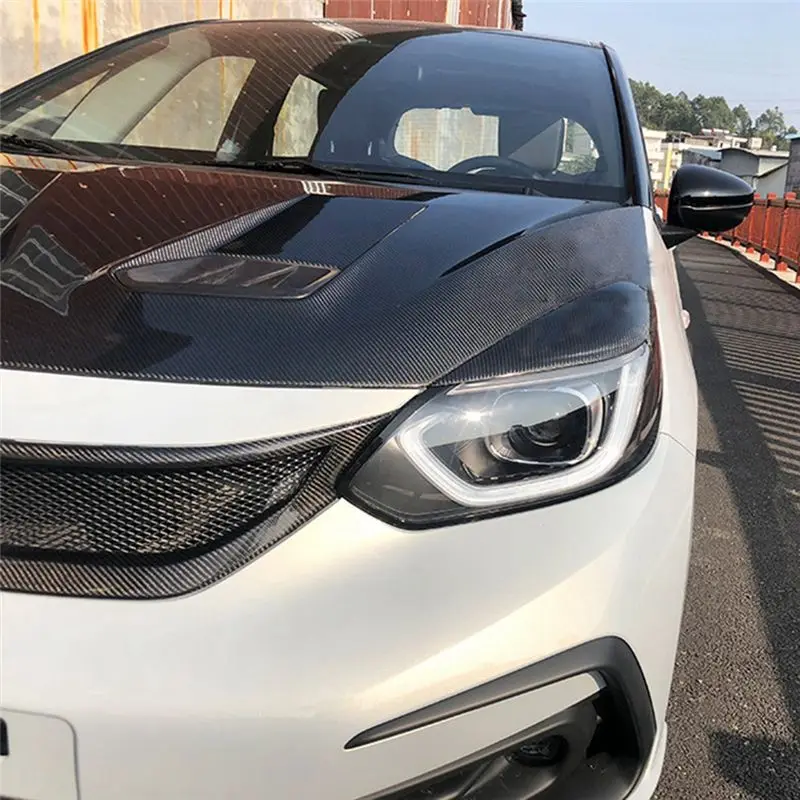 A30F-Real Carbon Fiber Front Headlight Lamp Cover Strip Eyebrow Trim Sticker Parts For Honda Fit Jazz 2021 2022