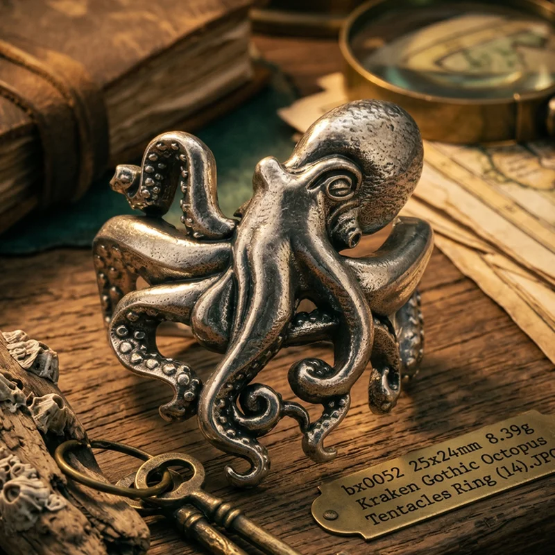 Buy 4 Get 1 Free 25x24mm 8.39g Kraken Gothic Octopus Tentacles Ring