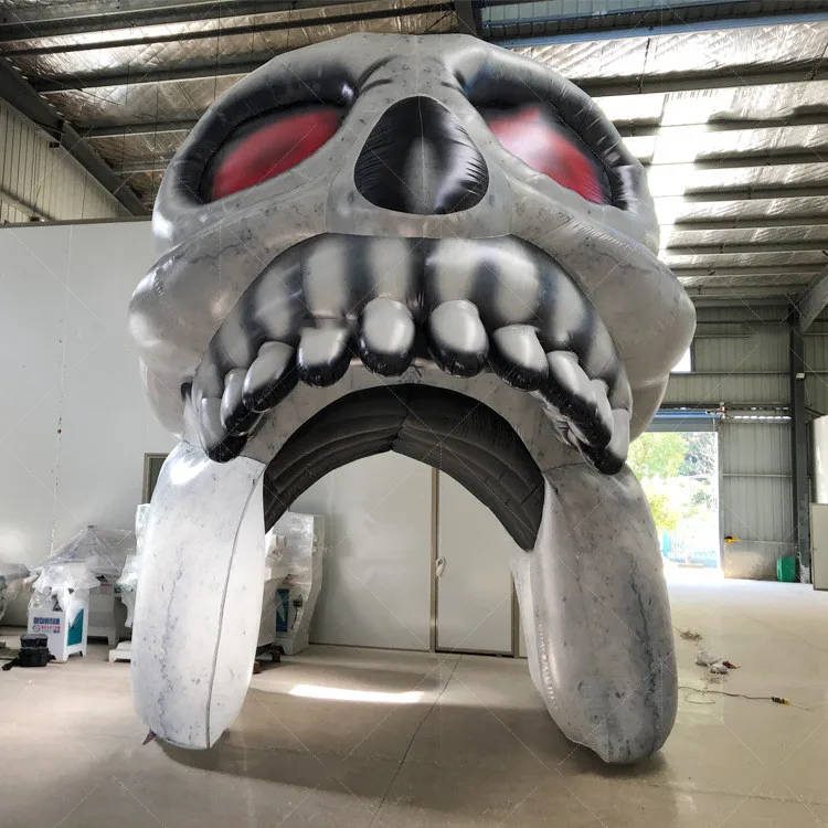 Outdoor Halloween Decoration Inflatable Skull Entrance Arch Inflatable Human Skeleton Arcade Event