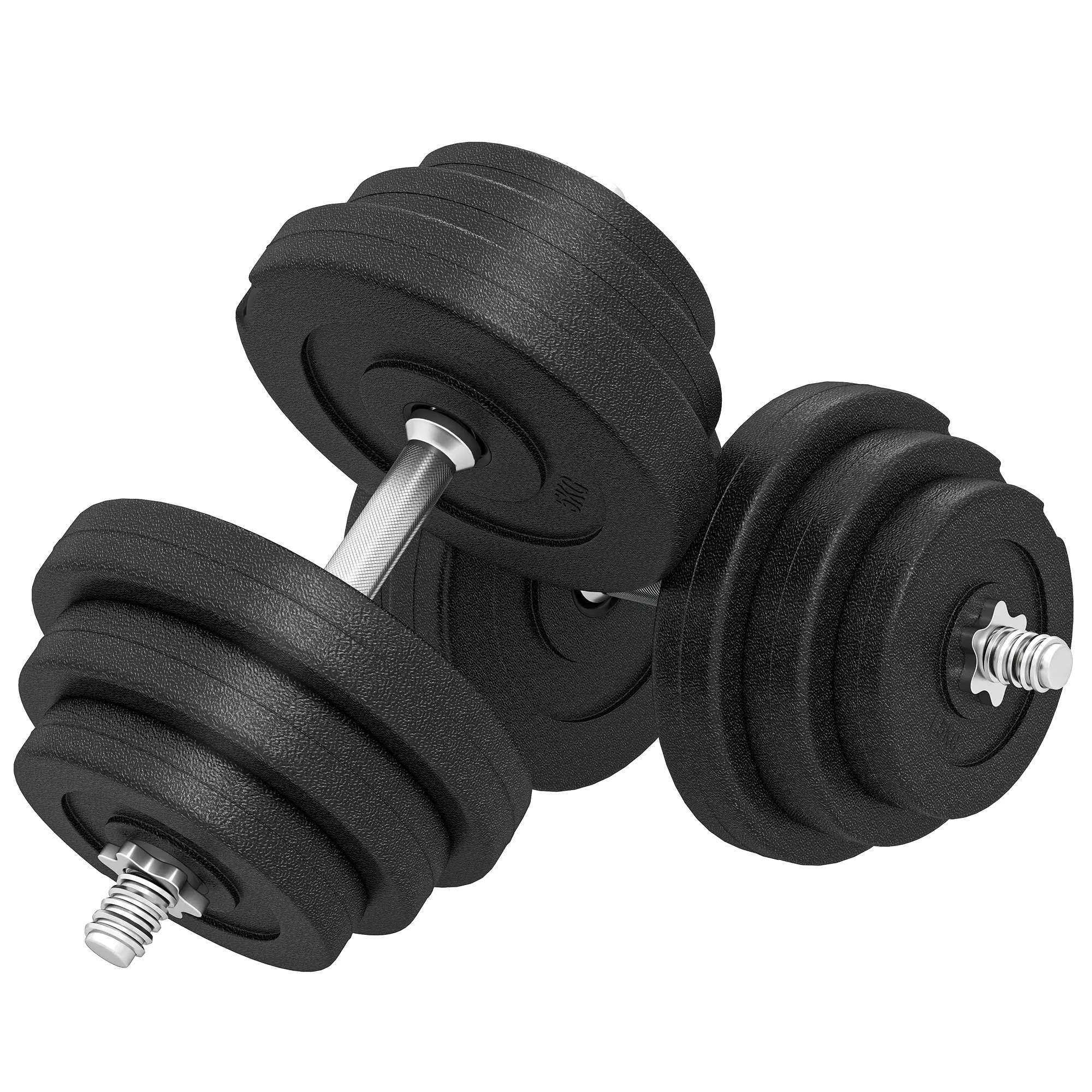 HOMCOM Set di manubri corti 40 kg, set di manubri in acciaio, 2 manubri corti, nero