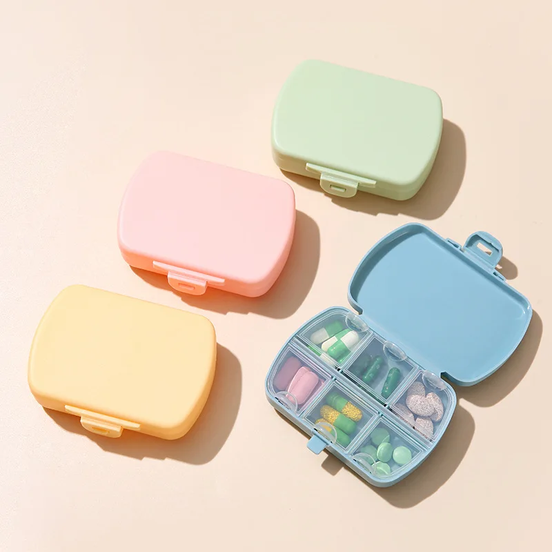 Portable Mini 6-Compartment Medicine Box Portable Medicine Partition Box Plastic Medicine Storage Box for Tablets