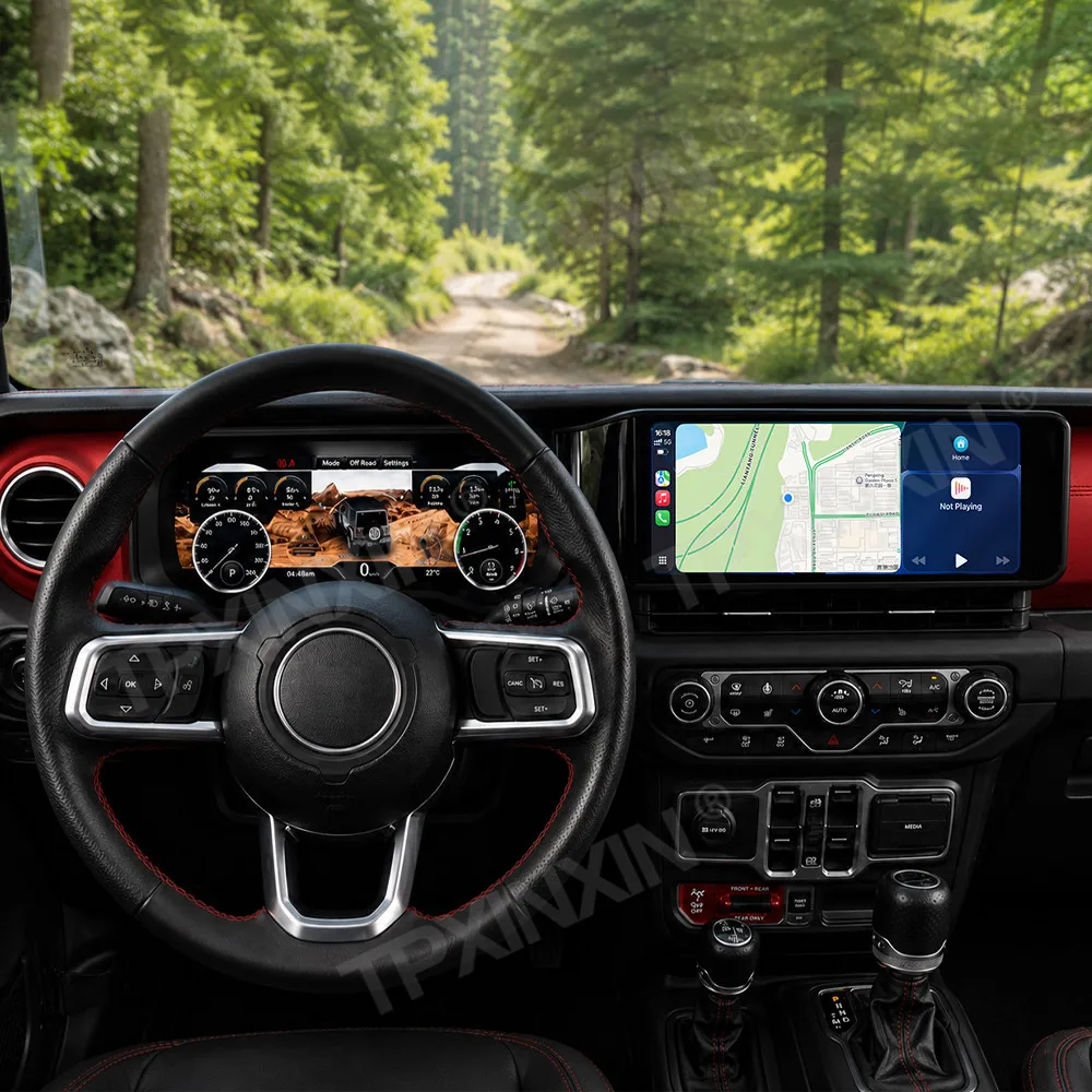 For Jeep Wrangler 2018~2023 24.6 Inch Screen Dual Digital Instrument Dashboard Android Auto Carplay Car Radio GPS Head Unit