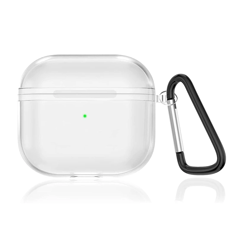 Pods3 Silicone Case For Airpods 3 Soft Protective Cover HD Transparent Case Anti-knock Cover Shell with Holder Clip For AirPod 3