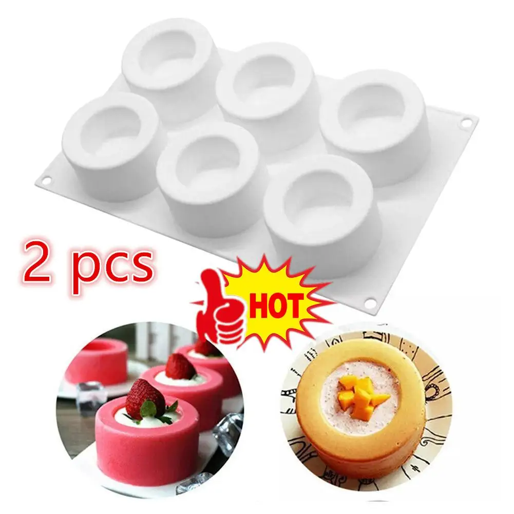 6 Cavity Small Round Cup Candle Mold Dessert Pudding Mousse Cake Baking Utensils Home Decoration Candle Cup Baking Mold