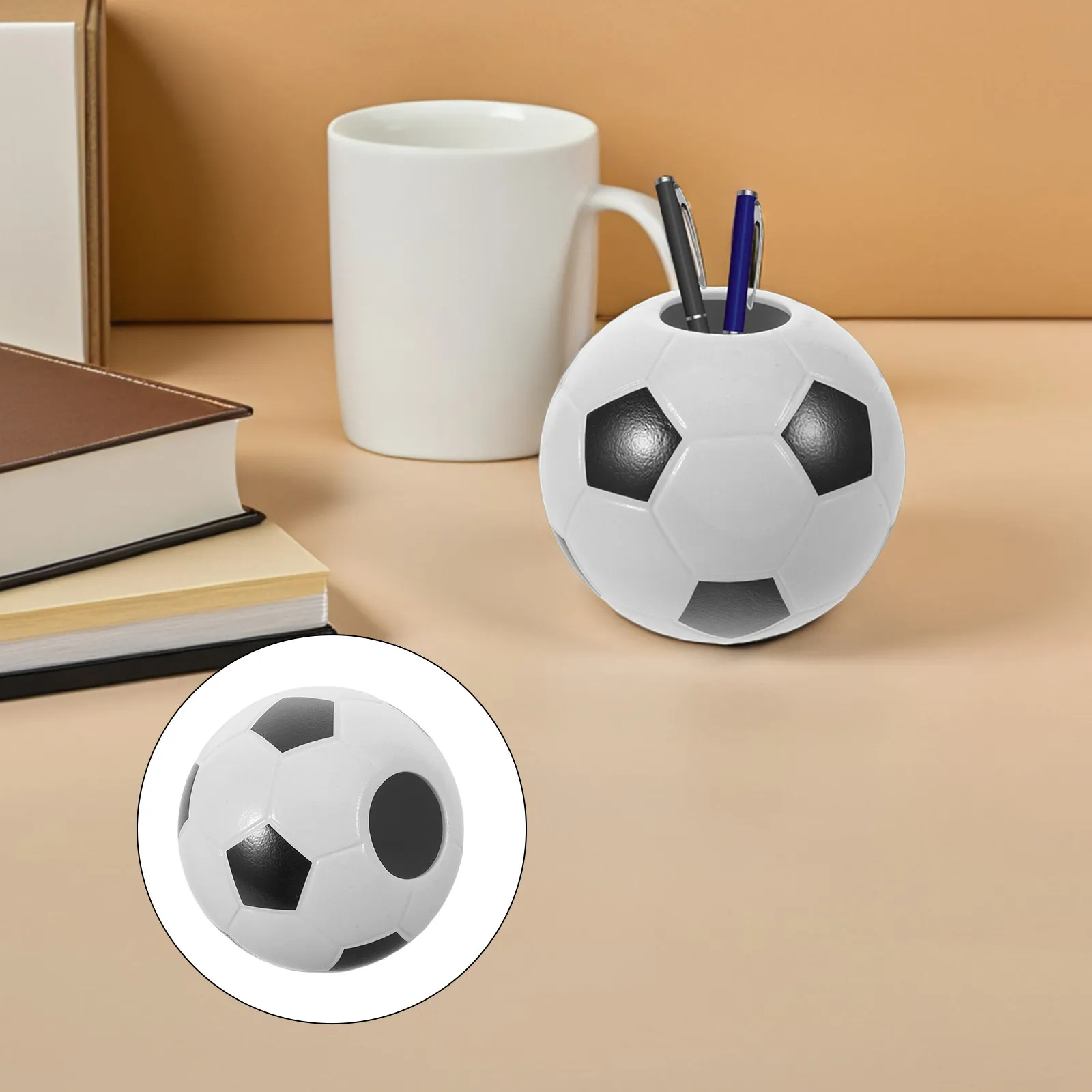 Inspired Pen Holder Desk Organizer for Study Room Office Workspace Football Theme Stationery Storage Accessory