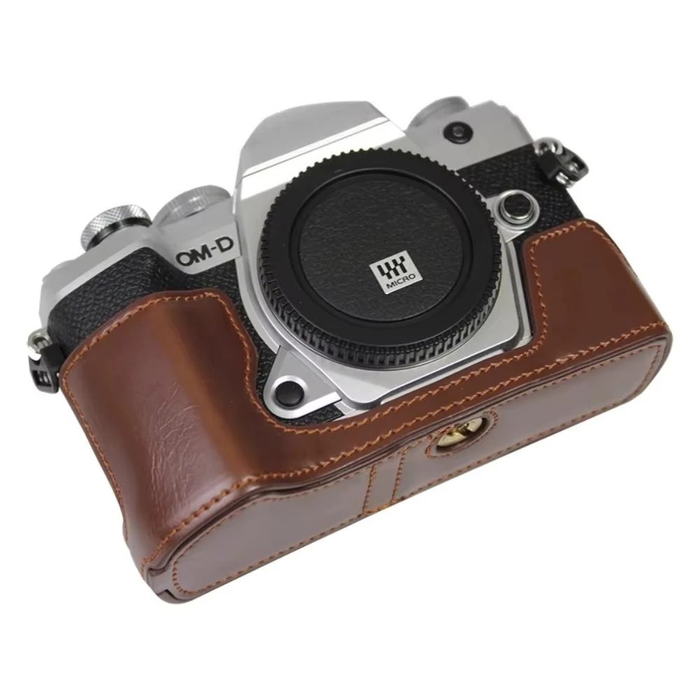 For Olympus EM-5 Mark iii 3 Protective Case OM5 Pu Leather Base Mount EM5II 2 Camera Bag EP7 Storage Cases Retro Cover Accessory