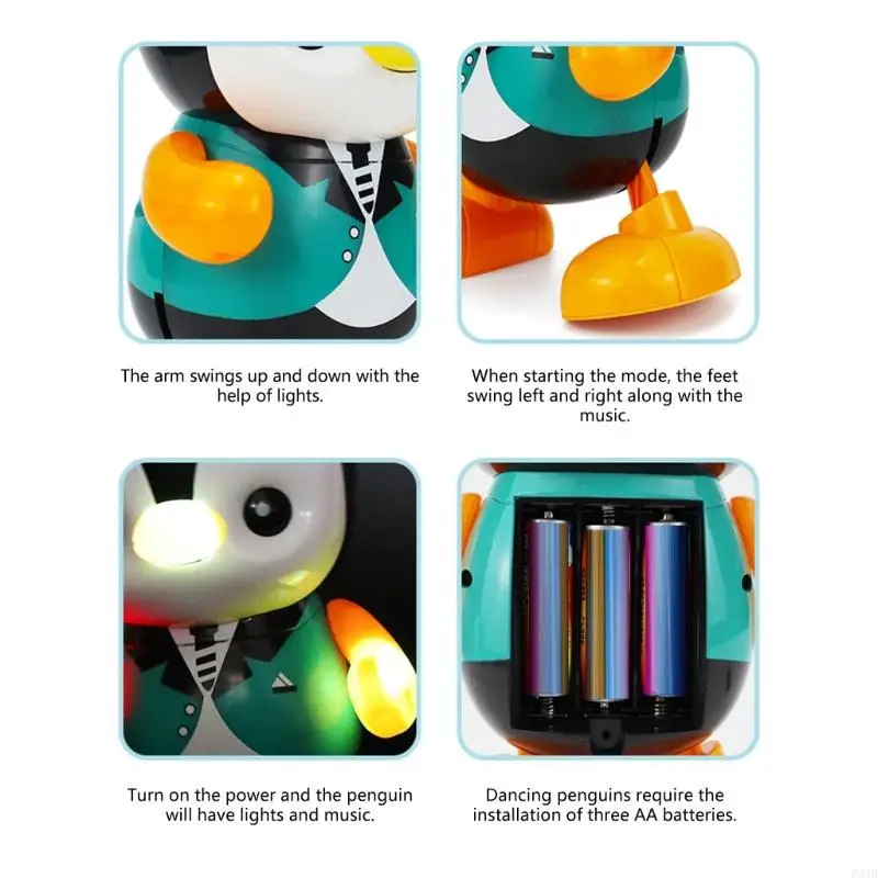 Muzikaal verlichte dansende pinguïns educatief speelgoed interactief wandelrobotspeelgoed voor vroege jeugdontwikkeling p31b