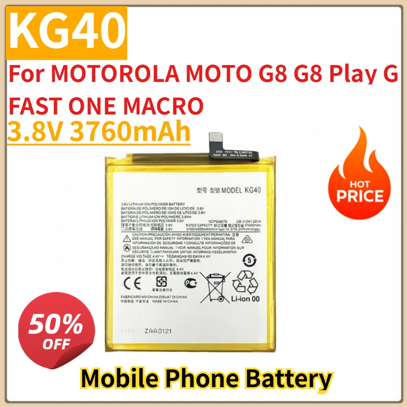 High Quality New KG40 Mobile Phone Battery 3.8V 3760mAh For MOTOROLA MOTO G8 G8 Play G FAST ONE MACRO Replacement Battery