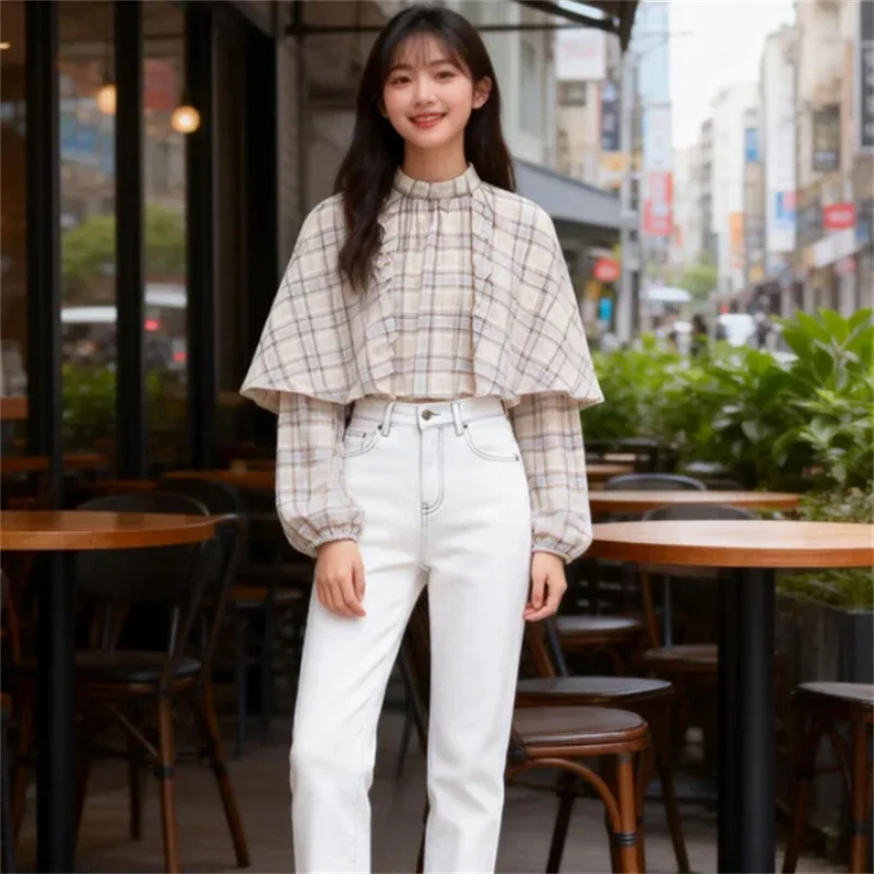 

Новинка весны 2026: Модный укороченный топ в клетку с многослойным дизайном