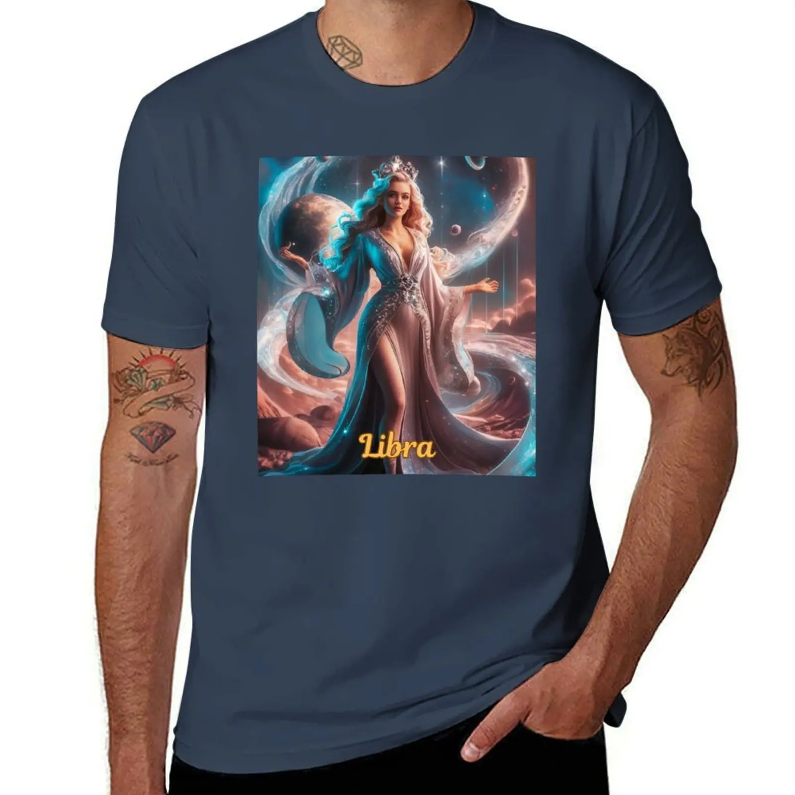 celestial Zodiac, goddess Libra T-Shirt Regular Fit Plain Tee Shirt