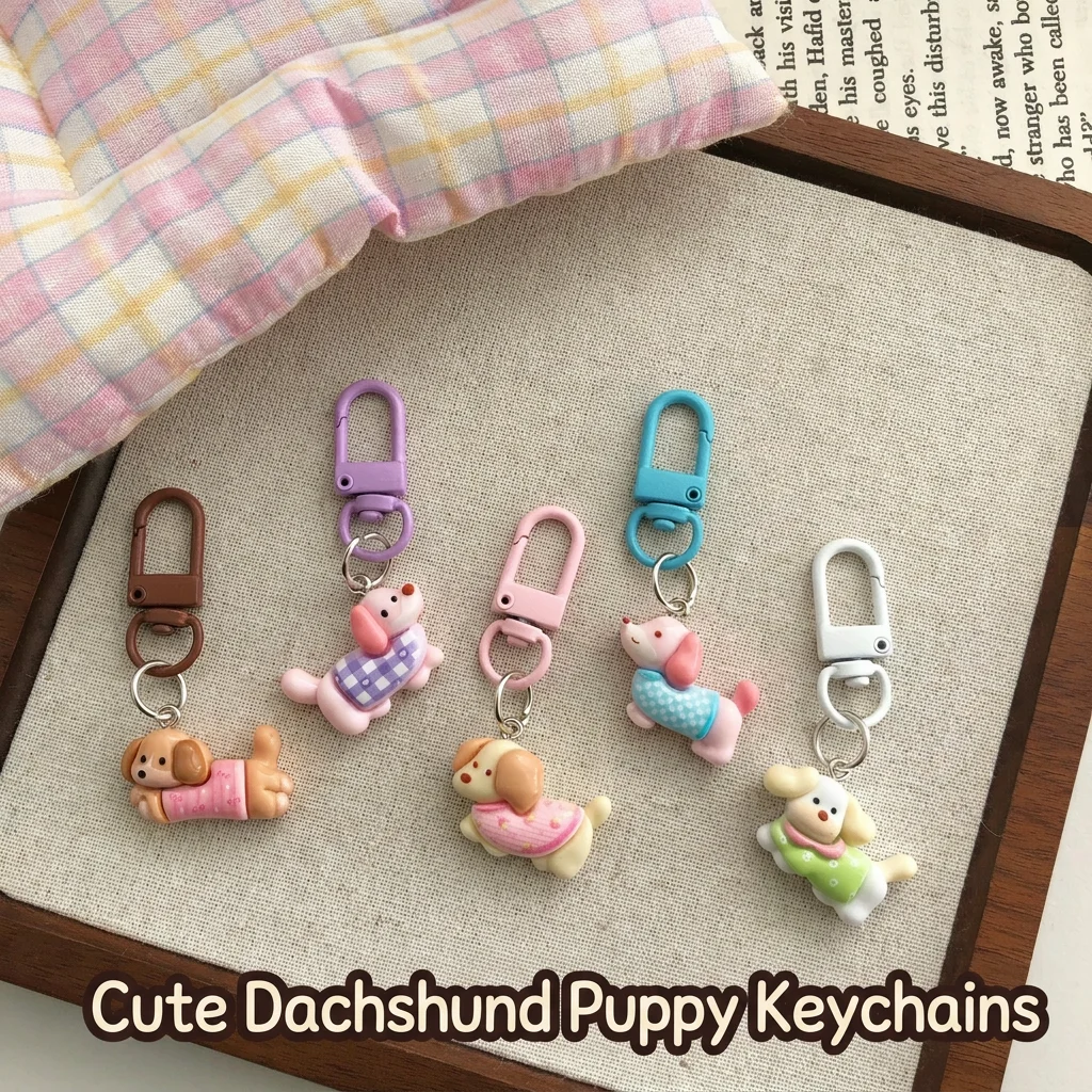 Animal Bag Charm Versatile Cute Keychain Pendant Resin Keychain Decoration Sweet Cartoon Dachshund Keychain For Shoulder Bags