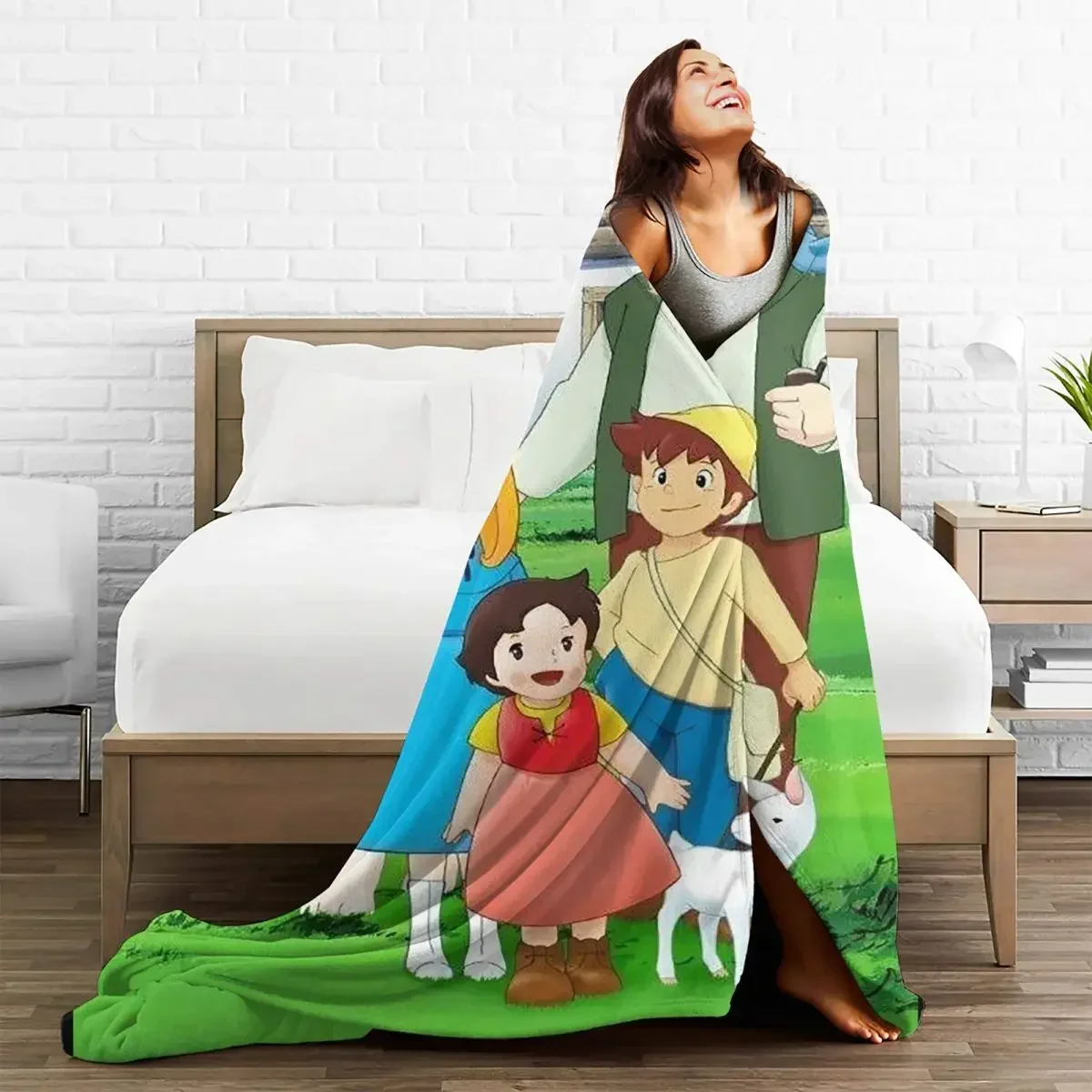 Heidi Girl Of The Alps Anime Blanket Sofa Cover Coral Fleece Plush Spring/Autumn Throw Blanket for Home Outdoor Plush Thin Quilt