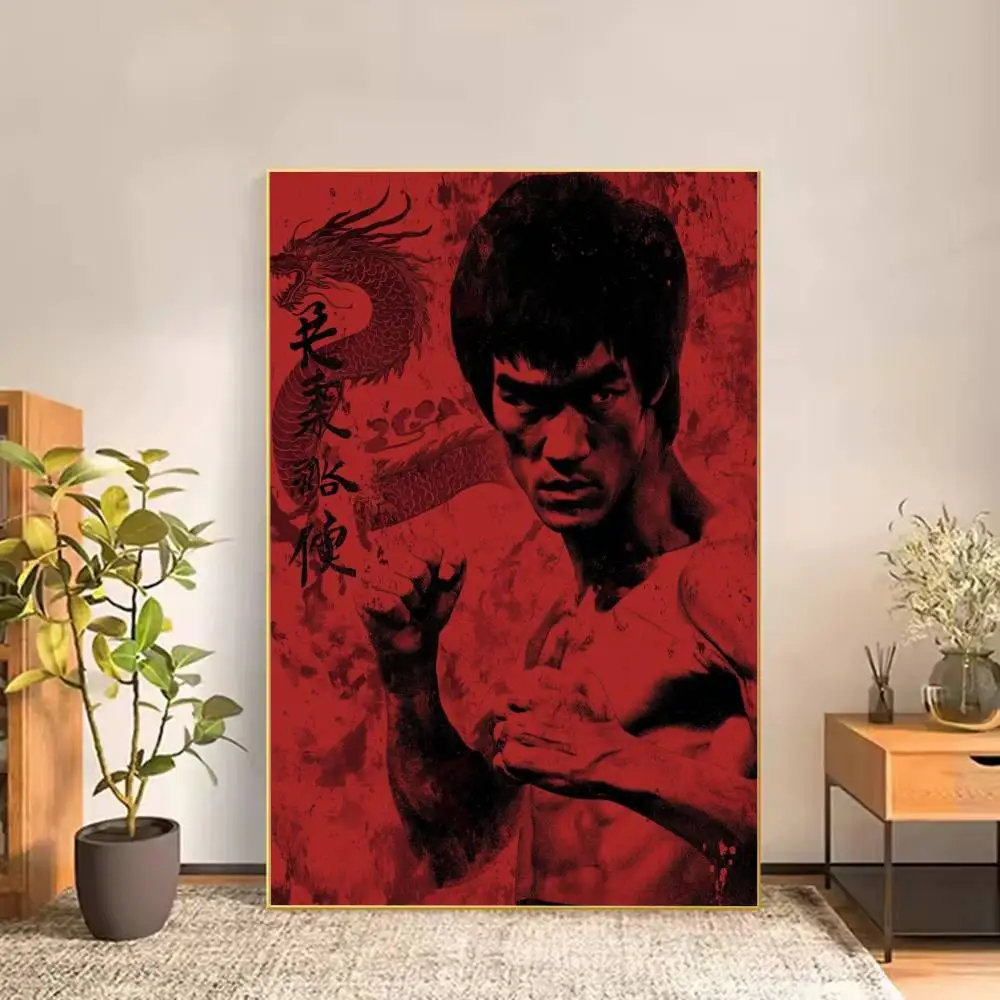 B-Bruce L-Lee Li Xiaolong K-Kung F-Fu Poster Versatile HD Waterproof Wall Art Self-Adhesive Decor for Any Space Ideal Gift