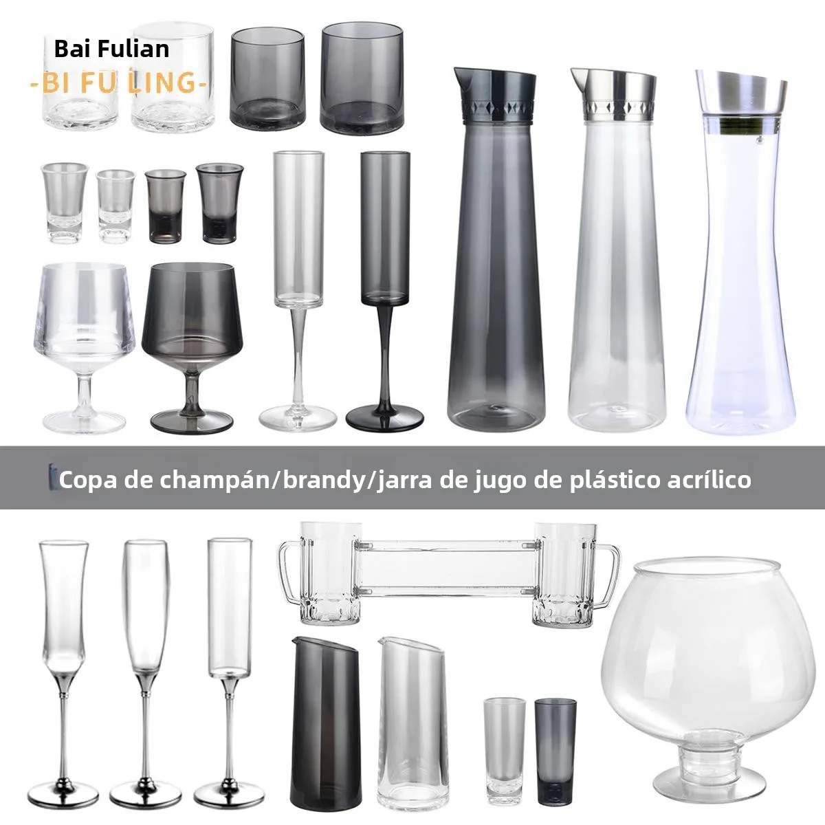 Juego de Vasos Acrílicos de Bar, Copa de Champán de Tallo Alto, Copa de Whi, Copa de Vino Tinto, Copa Bullet, Copa Jagerme...