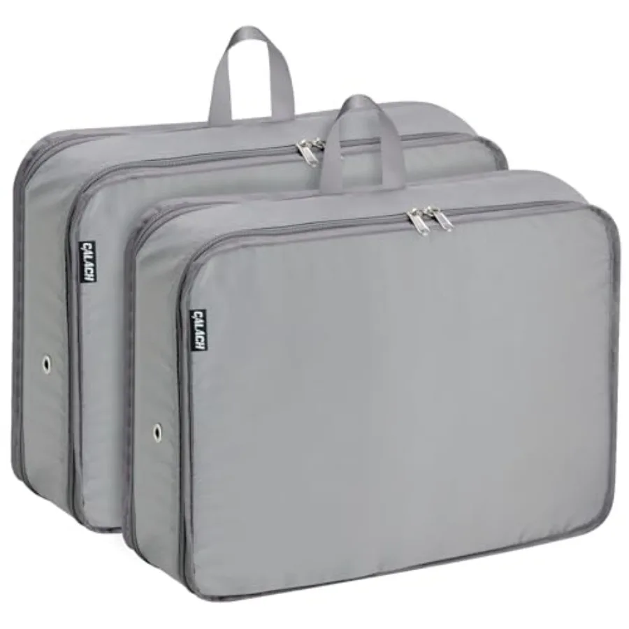 

Набор из 2 расширяемых компрессионных органайзеров для путешествий, серые, из прочной полиэстеровой ткани с молнией, для чемодана