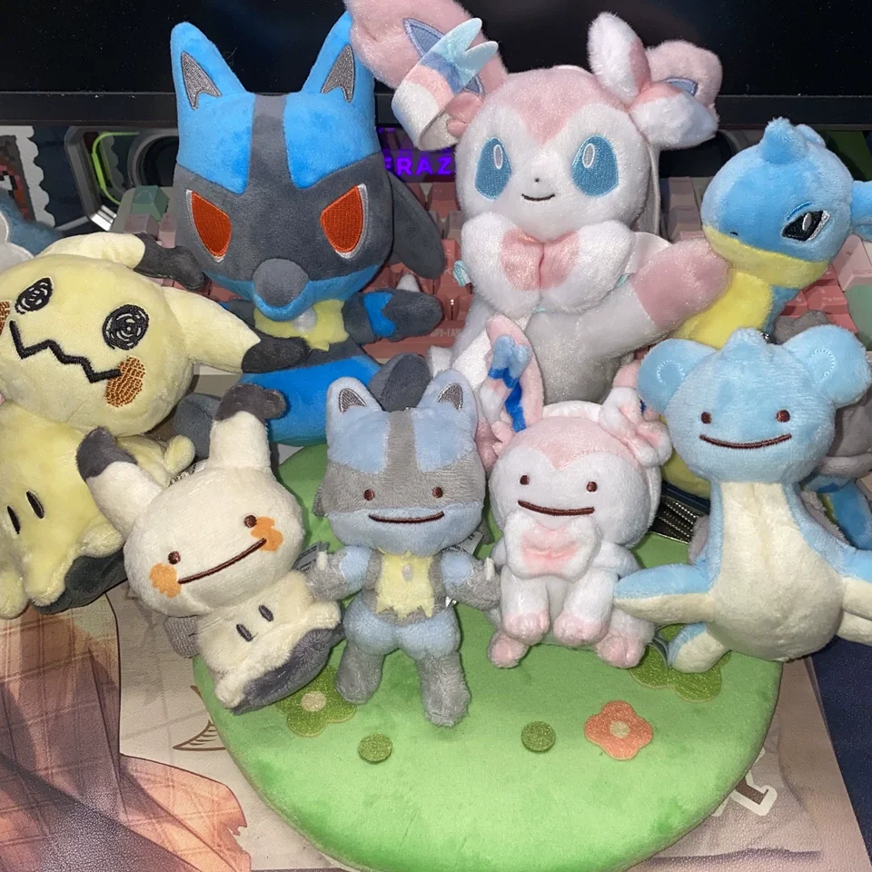 Pokémon Genuine Ditto Transform Plush Keychain Gengar Dragonite Vulpix Clefairy Mareep Soft Stuffed Ornament Toy Birthday Gift