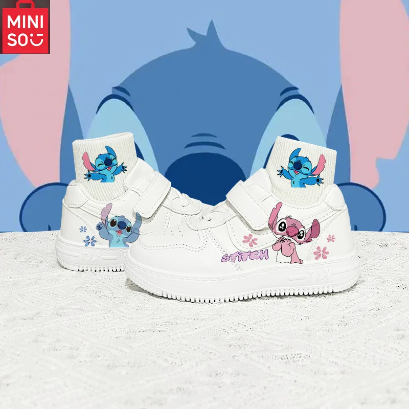 

Minido 2025 Leather White Sneakers for Kids, Cartoon Print Breathable Shoes for Toddlers Boys & Girls