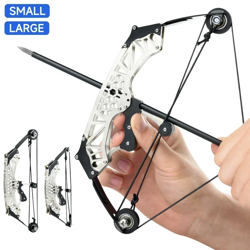 304 Stainless Steel Mini  Compound Bow Toy Indoor and Outdoor Shooting Archery Hunting Pulley Decompression Bow and 10 Arrows