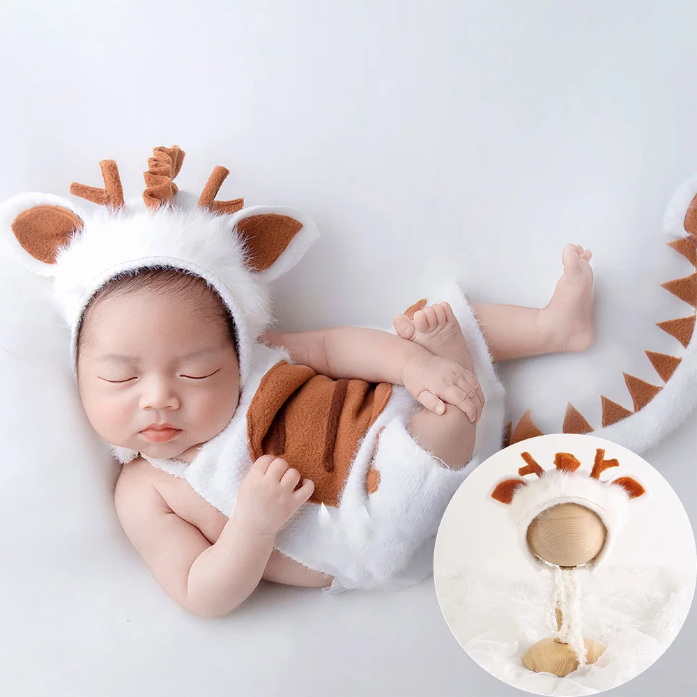 Newborn Baby Photography Hat Props Animal Image Wool Felt Cap Chinese Dragon Hat Rabbit Bonnet Studio Photo Props Photoshoot Cap