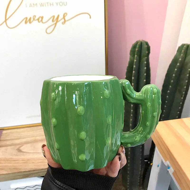 Cute 3D Cactus Mug Small Fresh Creative Plant Water Cup Simple Handmade Ceramic Lovers Gift Plant cup Strange mug teacup CL0324