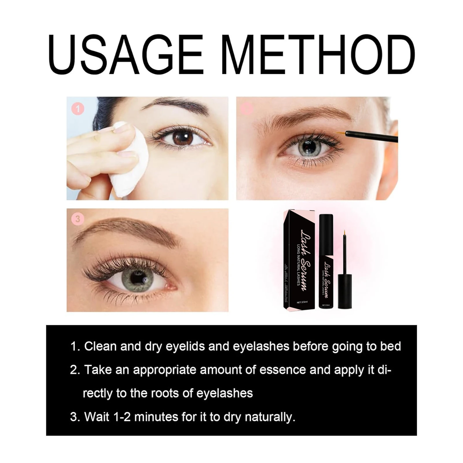 Suero para realzar pestañas, para pestañas más largas y gruesas, fórmula nutritiva con ginseng y ácido hialurónico, condiciones de raíces de pestañas