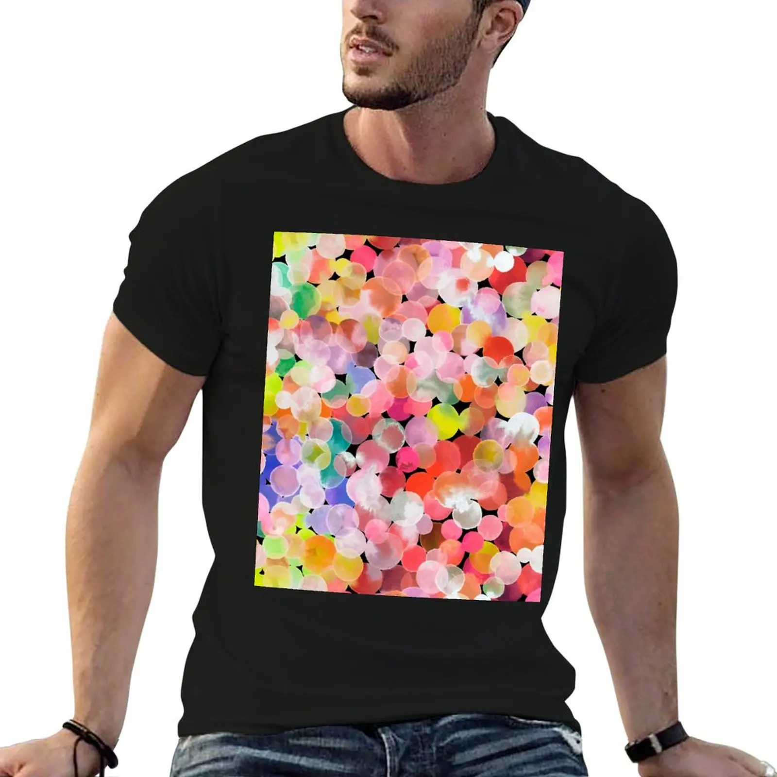 Candy watercolor dots T-Shirt Work Casual Loose Fit T-Shirt