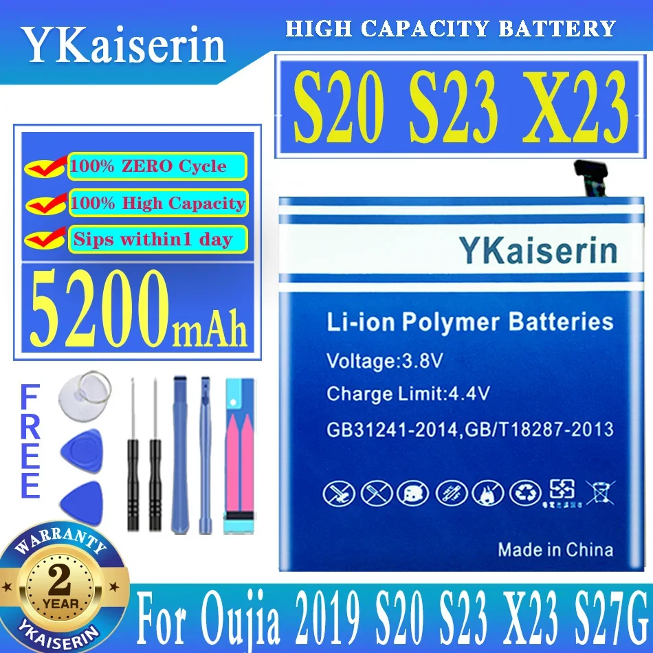 

YKaiserin Battery 5200mAh For Oujia 2019 S20 S23 X23 S27G Mobile Phone Batteries