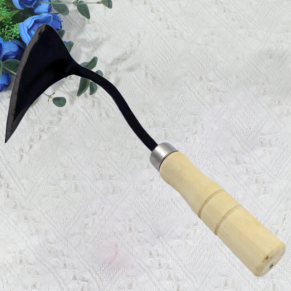 

Wood Handle Triangle Pointed Hoe Sturdy Iron Blade Ergonomic Lightweight Garden Bending Weeding Cultivating Tool for Farm