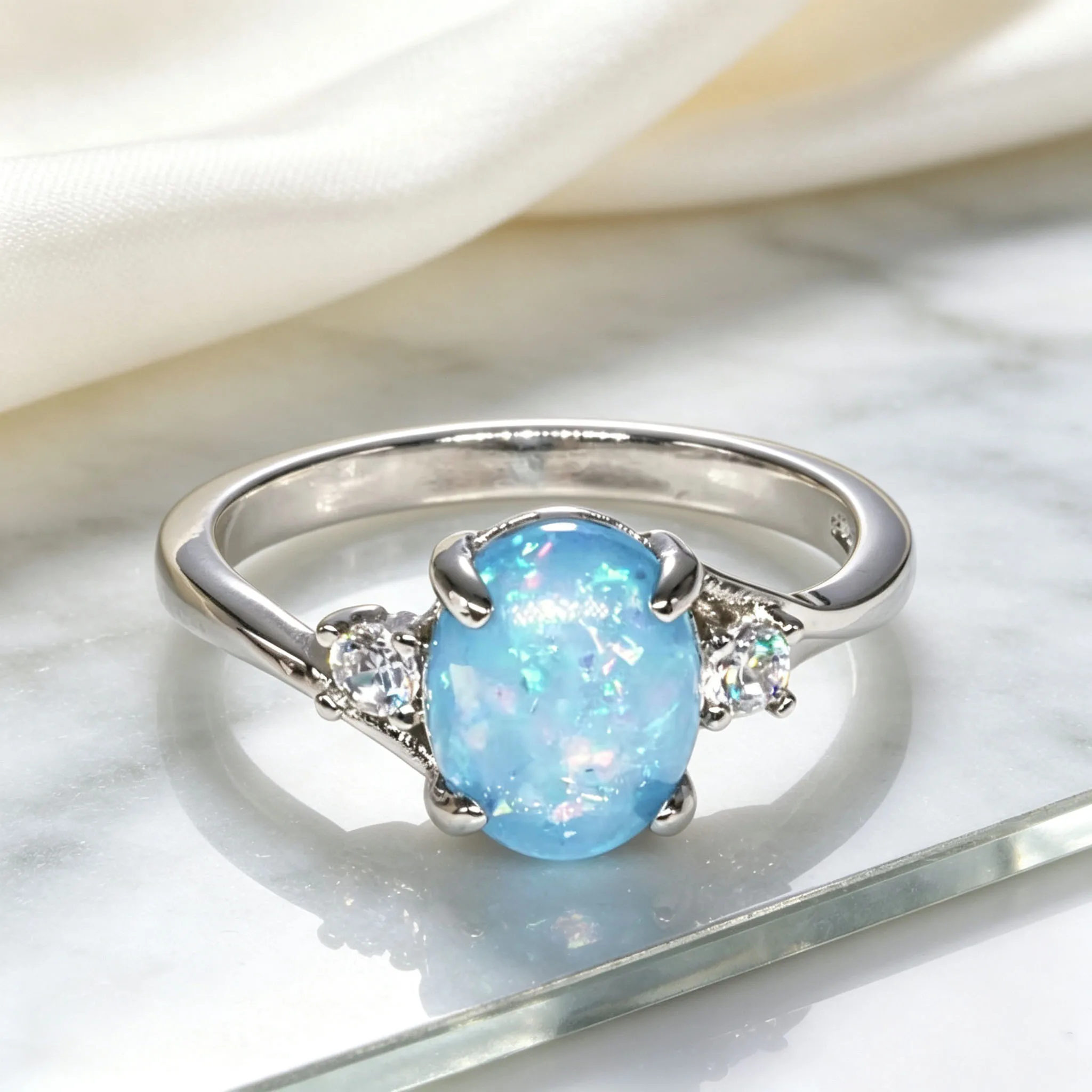 Fashionable 925 Sterling Silver Gemstone Couple Ring Set - Best-Selling Women's Hand Accessory