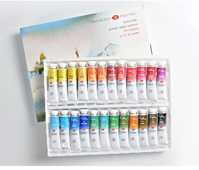 Russisches White Nights Professional Aquarellfarben-Set, 12/24 Farben, 10-ml-Tuben, hochwertige Künstlerbedarf für Künstler. – Detail 7