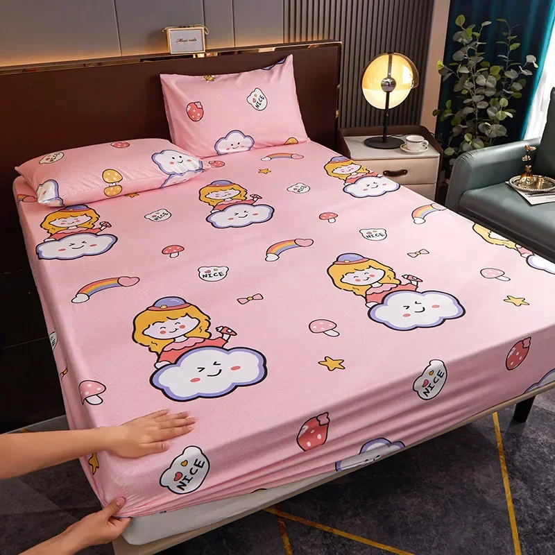 JFLEGAL Bed Mattress Cover Bedspread Protection Cover Cartoon Bed Cover 1.5m/1.8m Anti Slip and Dustproof Housses De Matelas