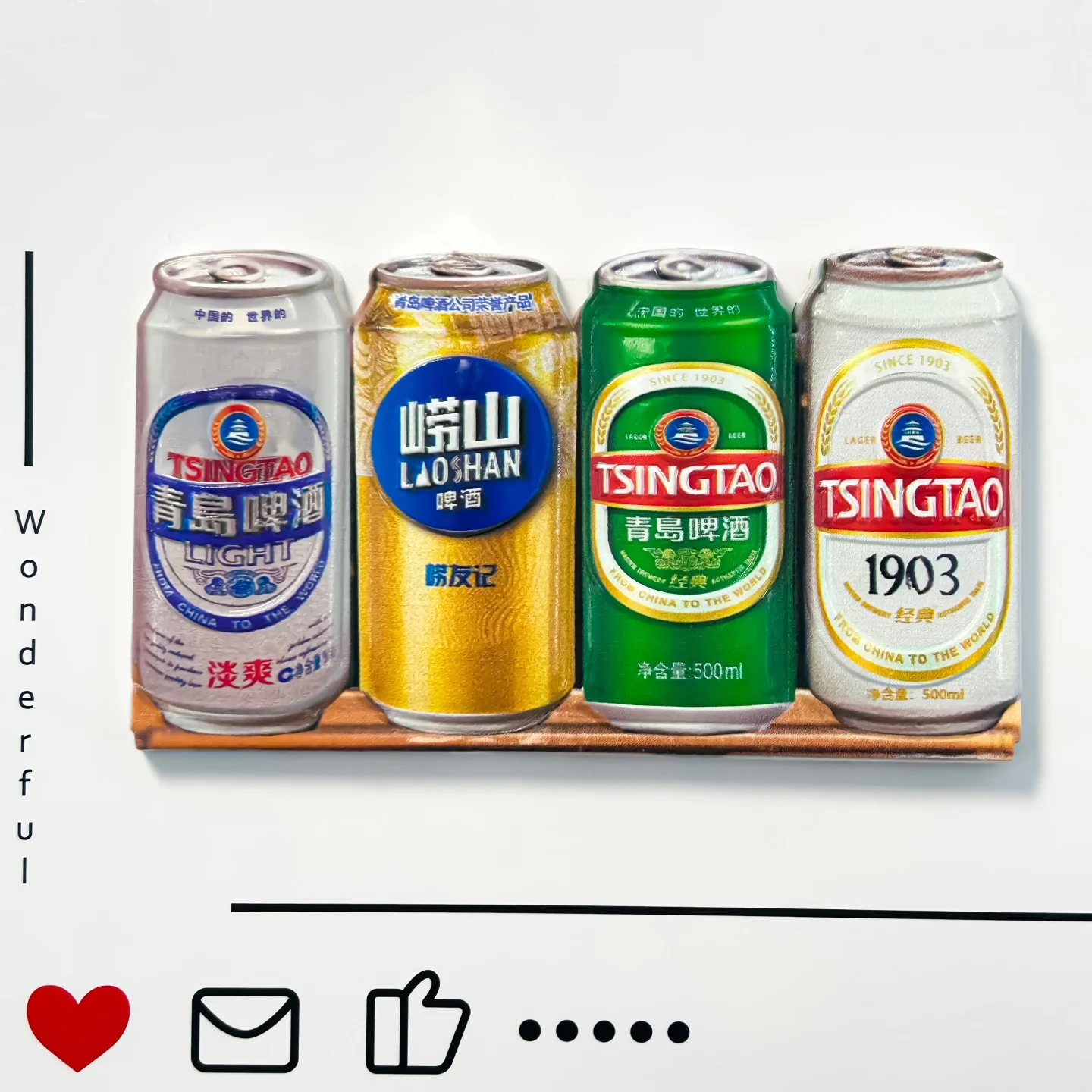 Cerveza Tsingtao, 3D estereoscópico, Recuerdos turísticos, Relieve estereoscópico, Cerveza Laoshan, Decoración para el hogar, Imán para refrigerador