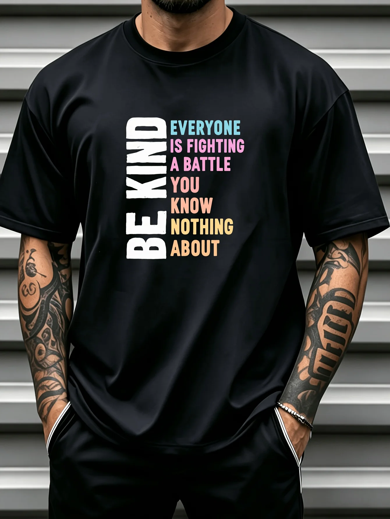 Men Be Kind Everyone Is Fighting A Battle You Know Nothing About Print Tee Casual Streetwear Daily Wear Summer